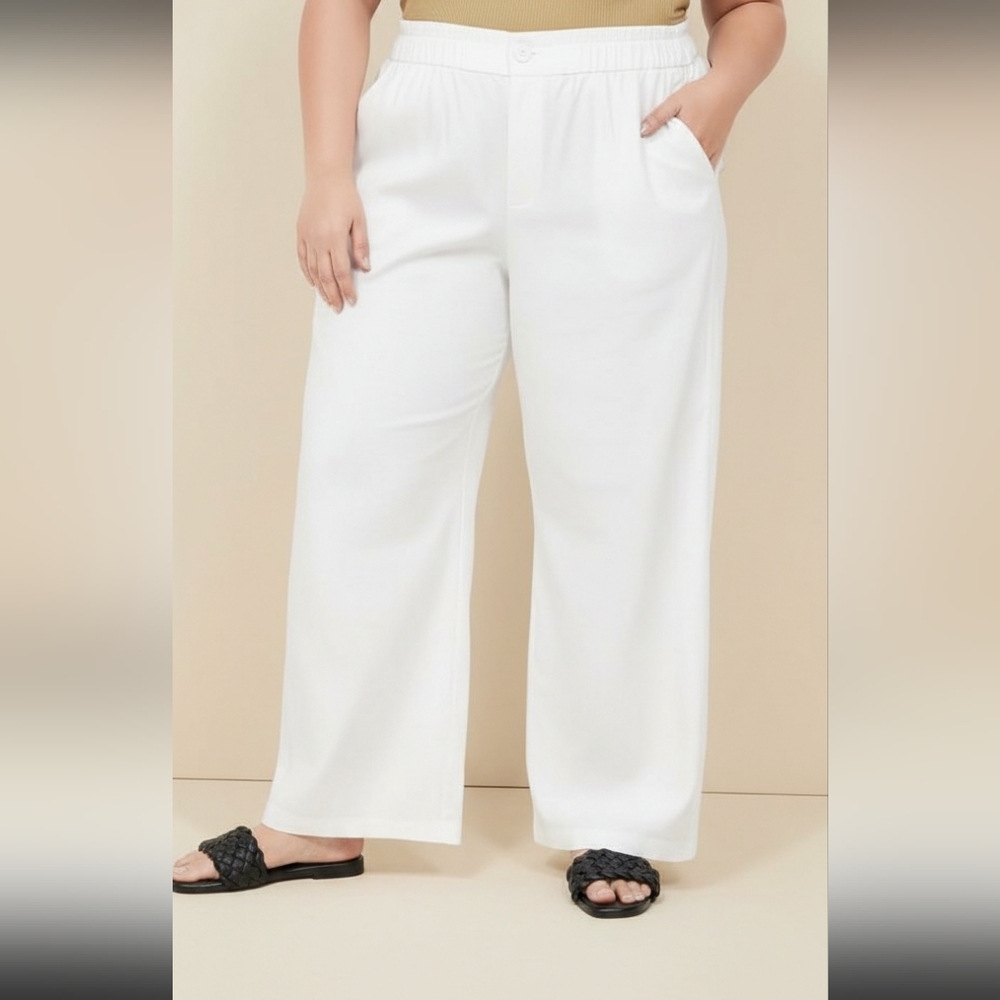 Lane Bryant White Linen Women's Pants